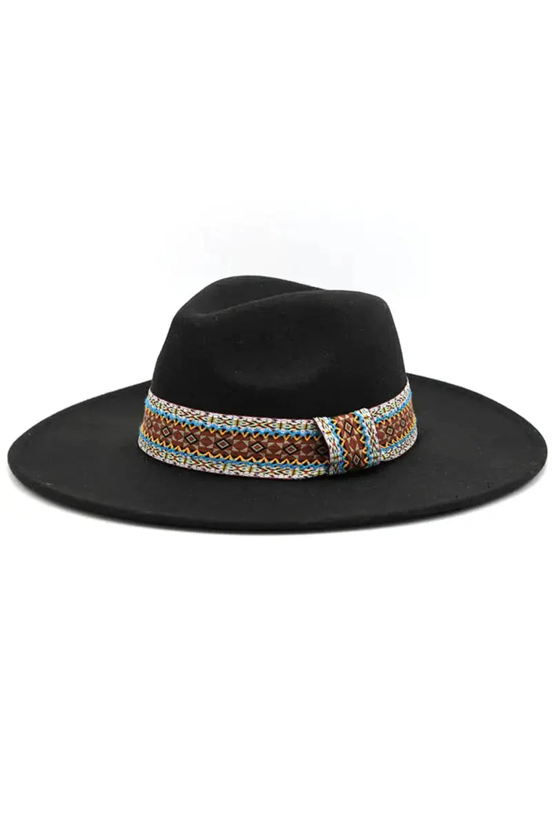 Aztec Band- Wide Brim Hat - Shop Beautiful Gloww