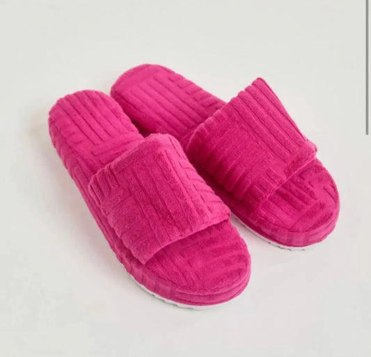Hot Pink Terry Slippers - Shop Beautiful Gloww